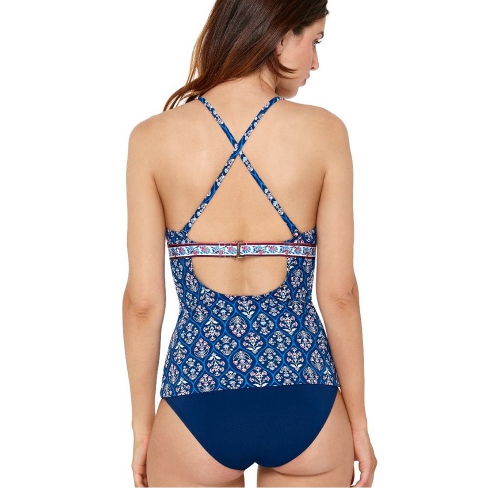 Captiva Stylized Flowers Women's Tankini Tops Bathing Suit V Neck Swimwear Tops